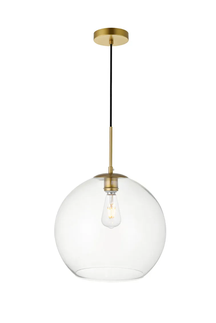 ZC121-LD2216BR - Living District: Baxter 1 Light Brass Pendant With Clear Glass