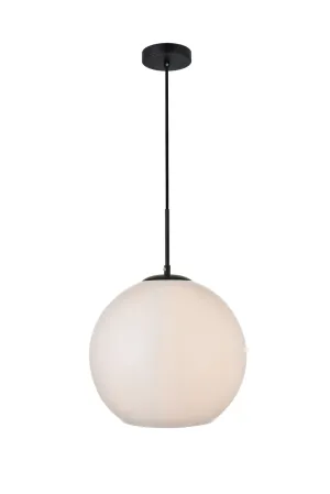 ZC121-LD2217BK - Living District: Baxter 1 Light Black Pendant With Frosted White Glass