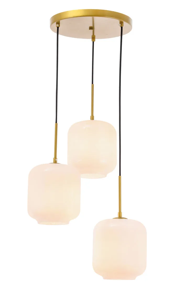 ZC121-LD2275BR - Living District: Collier 3 light Brass and Frosted white glass pendant