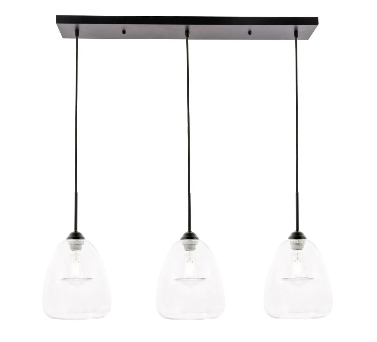 ZC121-LD5032D36BK - Living District: Kason 3 light Black and Clear glass pendant