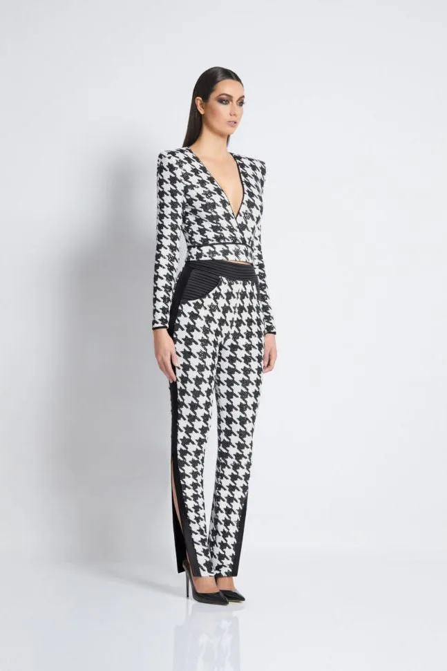 Zhivago Sparkling Houndstooth Sequin Trousers